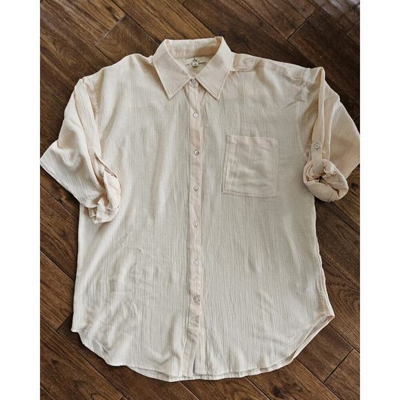 Rip Curl Linen Blend Gauze Button Down Shirt Women's Size XL Beach Surfer NWT - Picture 1 of 10